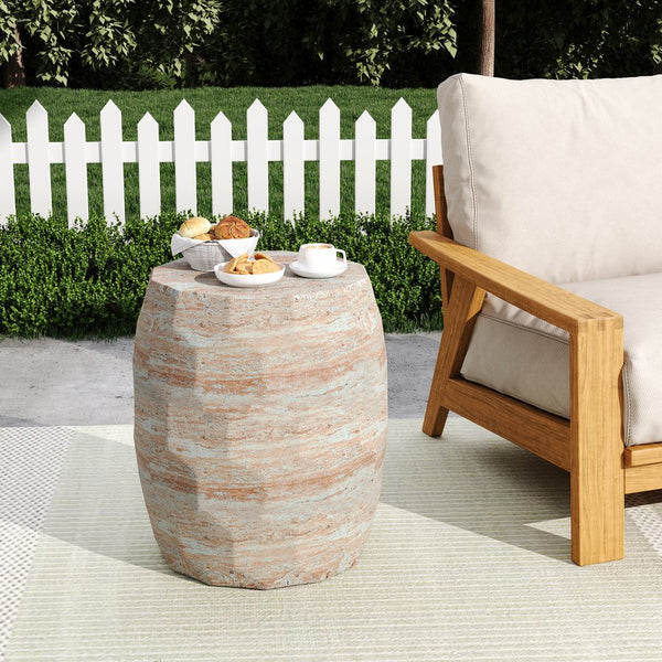 English Elm Christopher Knight Home® - Outdoor/Indoor Lightweight Concrete Side Table - Elegant Travertine Finish For Versatile Spaces N773P253798Z