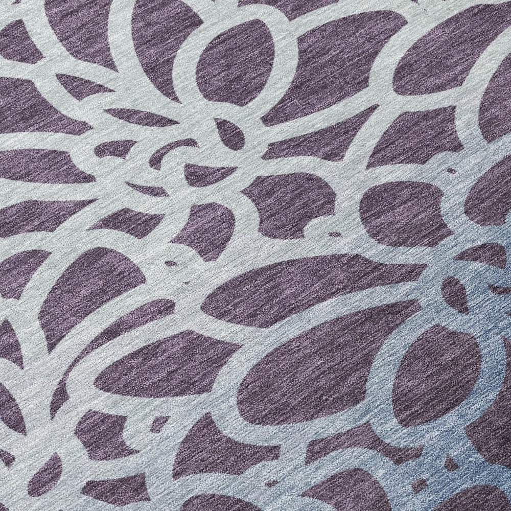 HomeRoots 9' X 12' Stylish Plum and Blue Botanical Leaves Washable Rug for Indoor/Outdoor Versatile Use 691002