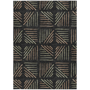 HomeRoots 8' X 10' Black and Copper Geometric Area Rug – Washable, Durable, Stylish for Indoor/Outdoor Use 691007