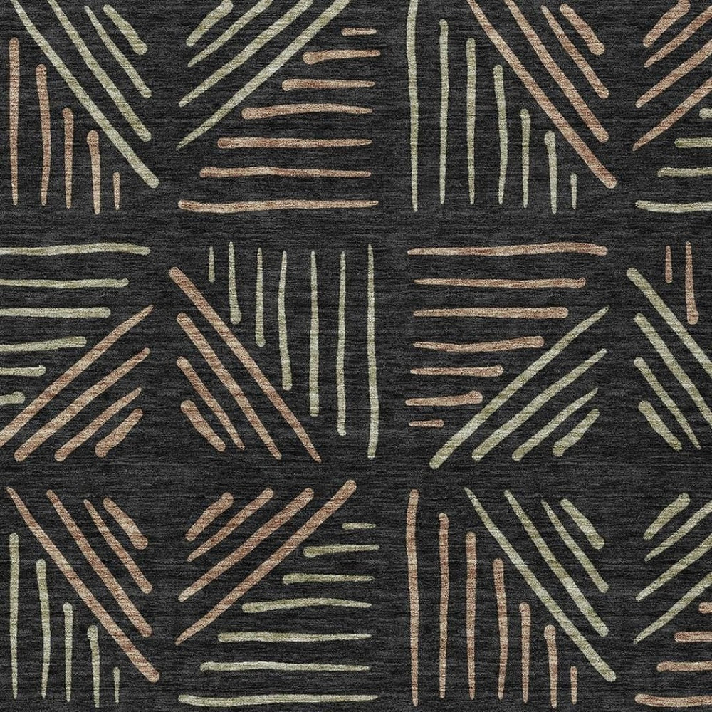 HomeRoots 10' Geometric Black and Copper Indoor Outdoor Area Rug - Washable, Durable, Stylish for High-Traffic Spaces 691009
