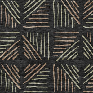 HomeRoots 10' Geometric Black and Copper Indoor Outdoor Area Rug - Washable, Durable, Stylish for High-Traffic Spaces 691009
