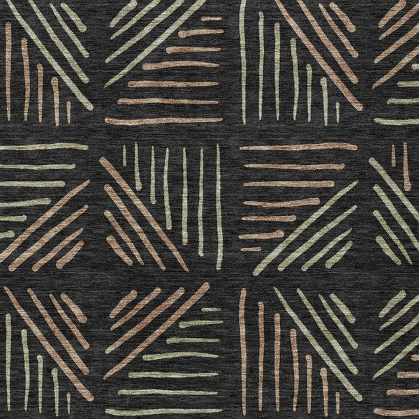 HomeRoots 10' Geometric Black and Copper Indoor Outdoor Area Rug - Washable, Durable, Stylish for High-Traffic Spaces 691009
