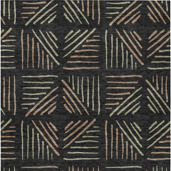 HomeRoots 10' Geometric Black and Copper Indoor Outdoor Area Rug - Washable, Durable, Stylish for High-Traffic Spaces 691009