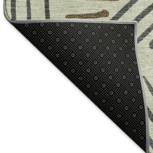 HomeRoots 8' Vibrant Lime Green Brown & Gray Round Geometric Rug - Stylish, Durable, Washable for Indoors & Outdoors 691012
