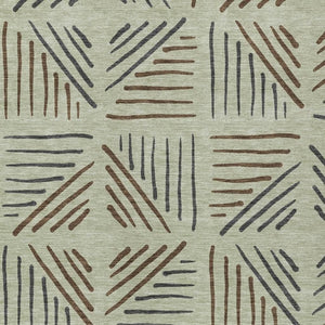 HomeRoots 8' Modern Lime Green and Brown Geometric Indoor Outdoor Area Rug - Washable, Durable, Stylish Design 691013