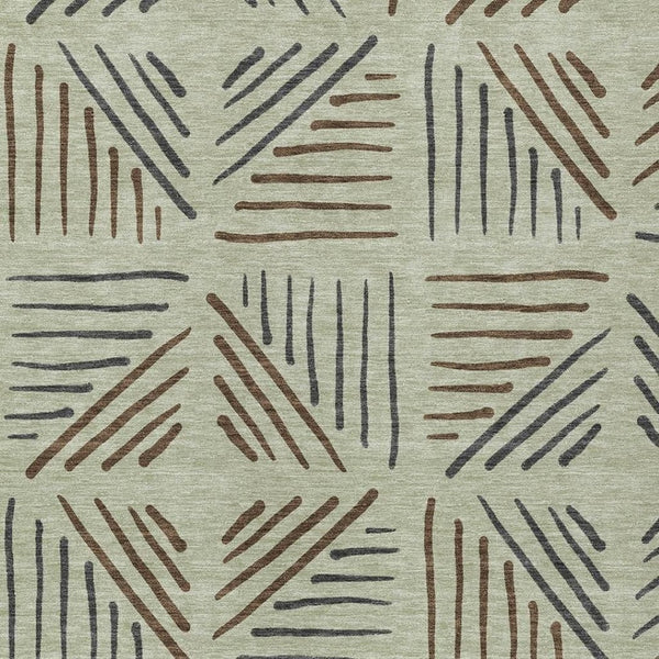 HomeRoots 8' Modern Lime Green and Brown Geometric Indoor Outdoor Area Rug - Washable, Durable, Stylish Design 691013