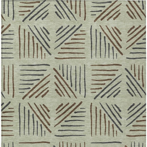 HomeRoots 8' Modern Lime Green and Brown Geometric Indoor Outdoor Area Rug - Washable, Durable, Stylish Design 691013
