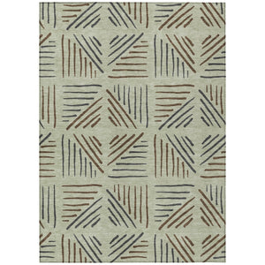 HomeRoots 8' Modern Lime Green and Brown Geometric Indoor Outdoor Area Rug - Washable, Durable, Stylish Design 691013