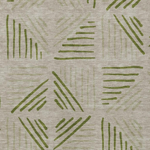 HomeRoots 5' X 8' Flax & Sage Geometric Area Rug - Washable, Stain-Resistant for Indoor & Outdoor Spaces! 691017