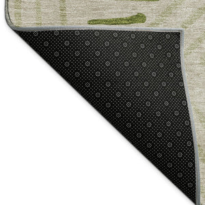 HomeRoots 8' Flax and Sage Round Area Rug - Stylish Geometric Design, Washable for Indoor & Outdoor Spaces 691018