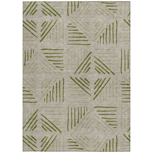 HomeRoots 8' X 10' Flax and Sage Geometric Washable Rug - Stylish, Durable, Indoor/Outdoor Essential for Every Home! 691019