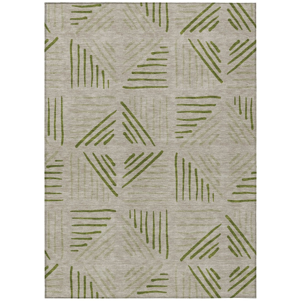 HomeRoots 8' X 10' Flax and Sage Geometric Washable Rug - Stylish, Durable, Indoor/Outdoor Essential for Every Home! 691019