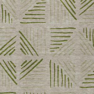 HomeRoots 9' Flax and Sage Geometric Area Rug - Washable, Durable Indoor/Outdoor Design for Modern Spaces 691020