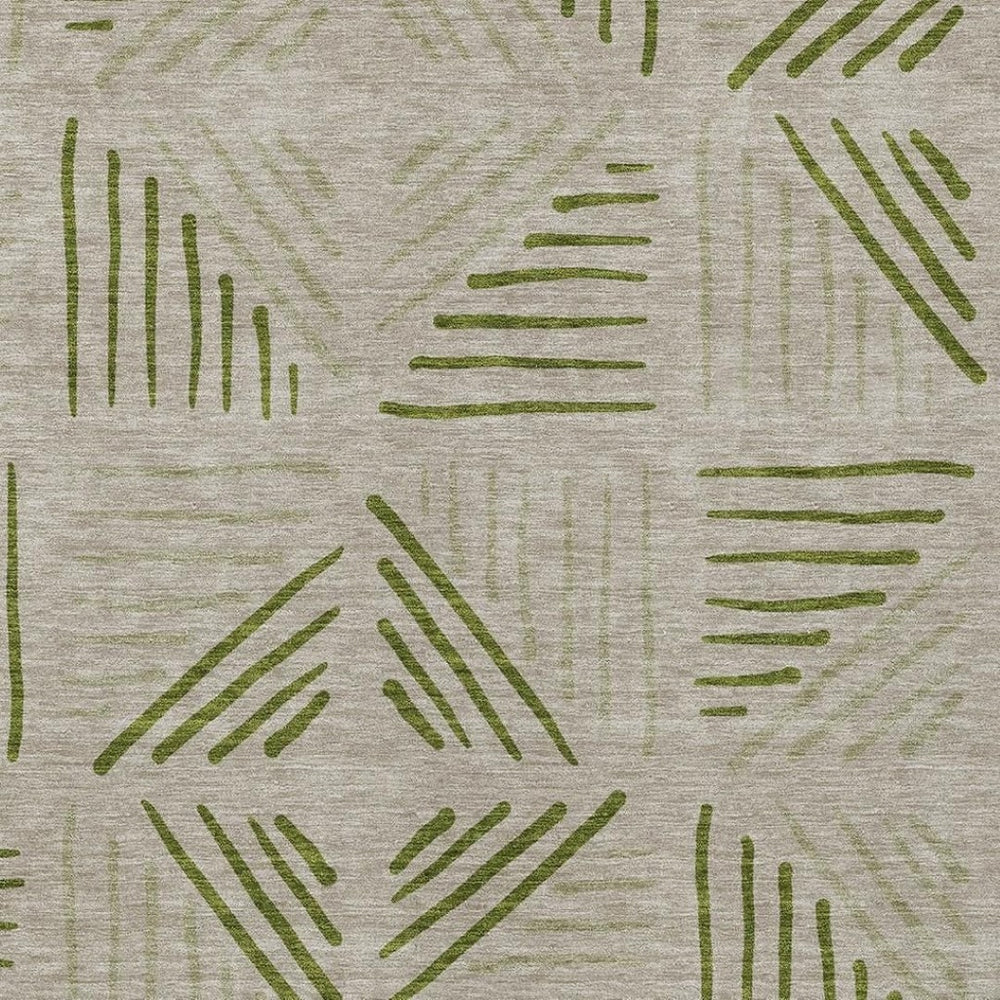 HomeRoots 10' X 14' Flax and Sage Geometric Indoor-Outdoor Area Rug - Stylish, Durable, and Easy to Clean! 691021