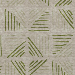 HomeRoots 10' X 14' Flax and Sage Geometric Indoor-Outdoor Area Rug - Stylish, Durable, and Easy to Clean! 691021