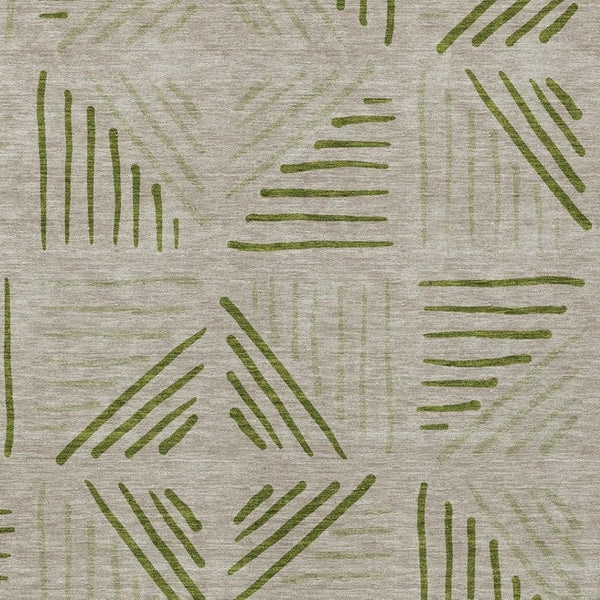 HomeRoots 10' X 14' Flax and Sage Geometric Indoor-Outdoor Area Rug - Stylish, Durable, and Easy to Clean! 691021