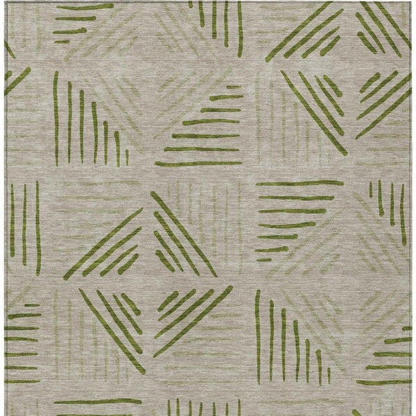 HomeRoots 10' X 14' Flax and Sage Geometric Indoor-Outdoor Area Rug - Stylish, Durable, and Easy to Clean! 691021