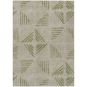 HomeRoots 10' X 14' Flax and Sage Geometric Indoor-Outdoor Area Rug - Stylish, Durable, and Easy to Clean! 691021
