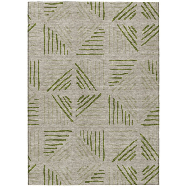 HomeRoots 10' X 14' Flax and Sage Geometric Indoor-Outdoor Area Rug - Stylish, Durable, and Easy to Clean! 691021