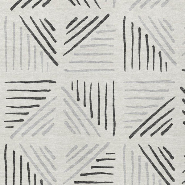 HomeRoots 9' X 12' Ivory and Gray Geometric Washable Area Rug - Stylish, Durable, Perfect for Indoor & Outdoor Use! 691026
