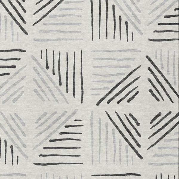 HomeRoots 10' Ivory and Gray Geometric Area Rug – Washable, Durable, Indoor/Outdoor Comfort for Modern Spaces 691027