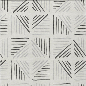 HomeRoots 10' Ivory and Gray Geometric Area Rug – Washable, Durable, Indoor/Outdoor Comfort for Modern Spaces 691027
