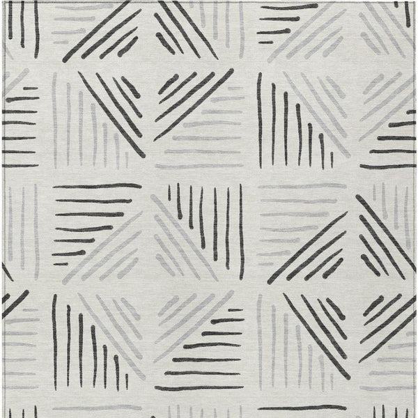 HomeRoots 10' Ivory and Gray Geometric Area Rug – Washable, Durable, Indoor/Outdoor Comfort for Modern Spaces 691027