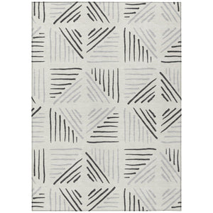 HomeRoots 10' Ivory and Gray Geometric Area Rug – Washable, Durable, Indoor/Outdoor Comfort for Modern Spaces 691027