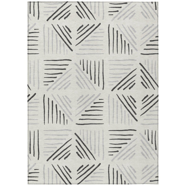 HomeRoots 10' Ivory and Gray Geometric Area Rug – Washable, Durable, Indoor/Outdoor Comfort for Modern Spaces 691027