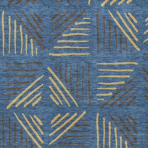 HomeRoots 8' X 10' Navy Blue & Gold Geometric Area Rug - Washable, Durable for Indoor & Outdoor Spaces 691031