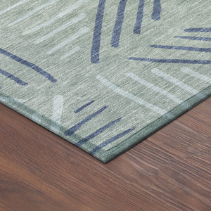 HomeRoots 8' Aqua and Blue Round Geometric Indoor-Outdoor Area Rug - Stylish, Durable, Washable & Versatile! 691036