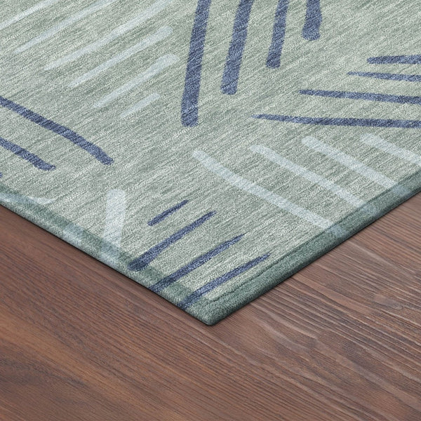 HomeRoots 8' Aqua and Blue Round Geometric Indoor-Outdoor Area Rug - Stylish, Durable, Washable & Versatile! 691036