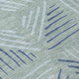 HomeRoots 8' Aqua and Blue Round Geometric Indoor-Outdoor Area Rug - Stylish, Durable, Washable & Versatile! 691036