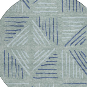 HomeRoots 8' Aqua and Blue Round Geometric Indoor-Outdoor Area Rug - Stylish, Durable, Washable & Versatile! 691036