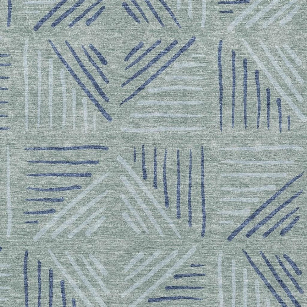 HomeRoots 8' X 10' Aqua and Blue Geometric Indoor Outdoor Area Rug - Durable, Washable, Stylish & Versatile! 691037