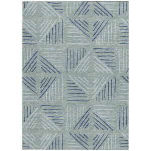 HomeRoots 8' X 10' Aqua and Blue Geometric Indoor Outdoor Area Rug - Durable, Washable, Stylish & Versatile! 691037
