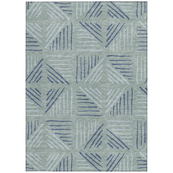 HomeRoots 8' X 10' Aqua and Blue Geometric Indoor Outdoor Area Rug - Durable, Washable, Stylish & Versatile! 691037