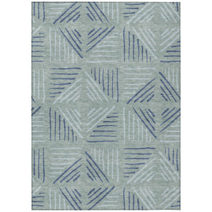 HomeRoots 8' X 10' Aqua and Blue Geometric Indoor Outdoor Area Rug - Durable, Washable, Stylish & Versatile! 691037