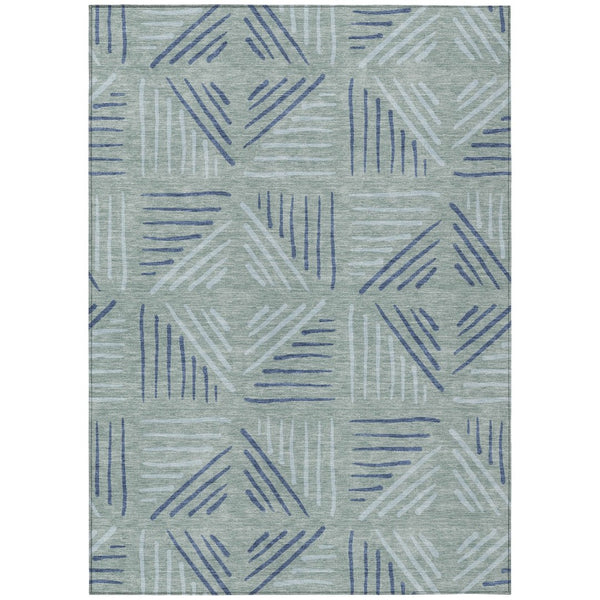 HomeRoots 8' X 10' Aqua and Blue Geometric Indoor Outdoor Area Rug - Durable, Washable, Stylish & Versatile! 691037