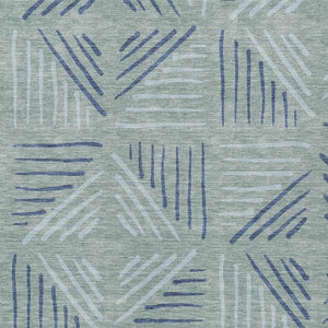 HomeRoots 10' Aqua and Blue Geometric Area Rug - Stylish Washable Indoor/Outdoor Design for Modern Spaces 691039