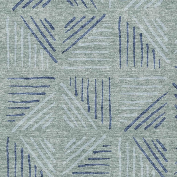 HomeRoots 10' Aqua and Blue Geometric Area Rug - Stylish Washable Indoor/Outdoor Design for Modern Spaces 691039