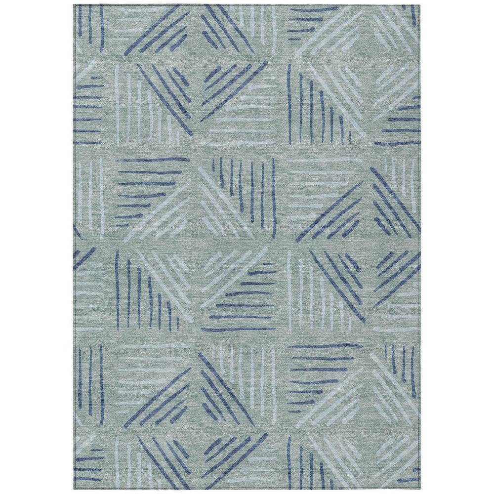 HomeRoots 10' Aqua and Blue Geometric Area Rug - Stylish Washable Indoor/Outdoor Design for Modern Spaces 691039