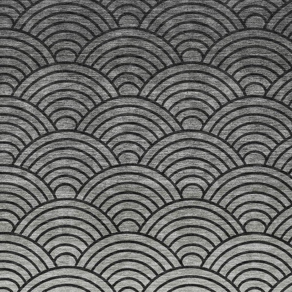 HomeRoots 5' Stylish Geometric Black, Silver & Gray Washable Area Rug for Indoor/Outdoor High Traffic Spaces 691041