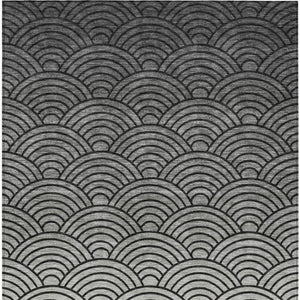 HomeRoots 5' Stylish Geometric Black, Silver & Gray Washable Area Rug for Indoor/Outdoor High Traffic Spaces 691041