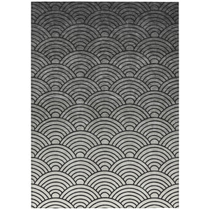 HomeRoots 5' Stylish Geometric Black, Silver & Gray Washable Area Rug for Indoor/Outdoor High Traffic Spaces 691041