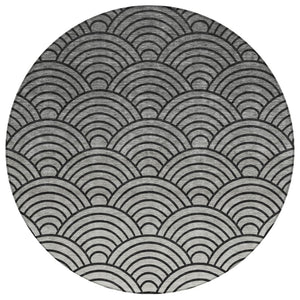 HomeRoots 8' Stylish Geometric Round Area Rug in Black, Silver & Gray - Washable for Indoor & Outdoor Use 691042