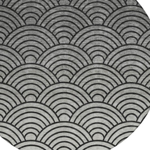 HomeRoots 8' Stylish Geometric Round Area Rug in Black, Silver & Gray - Washable for Indoor & Outdoor Use 691042