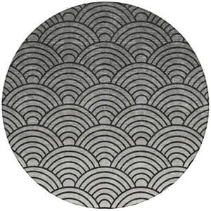 HomeRoots 8' Stylish Geometric Round Area Rug in Black, Silver & Gray - Washable for Indoor & Outdoor Use 691042
