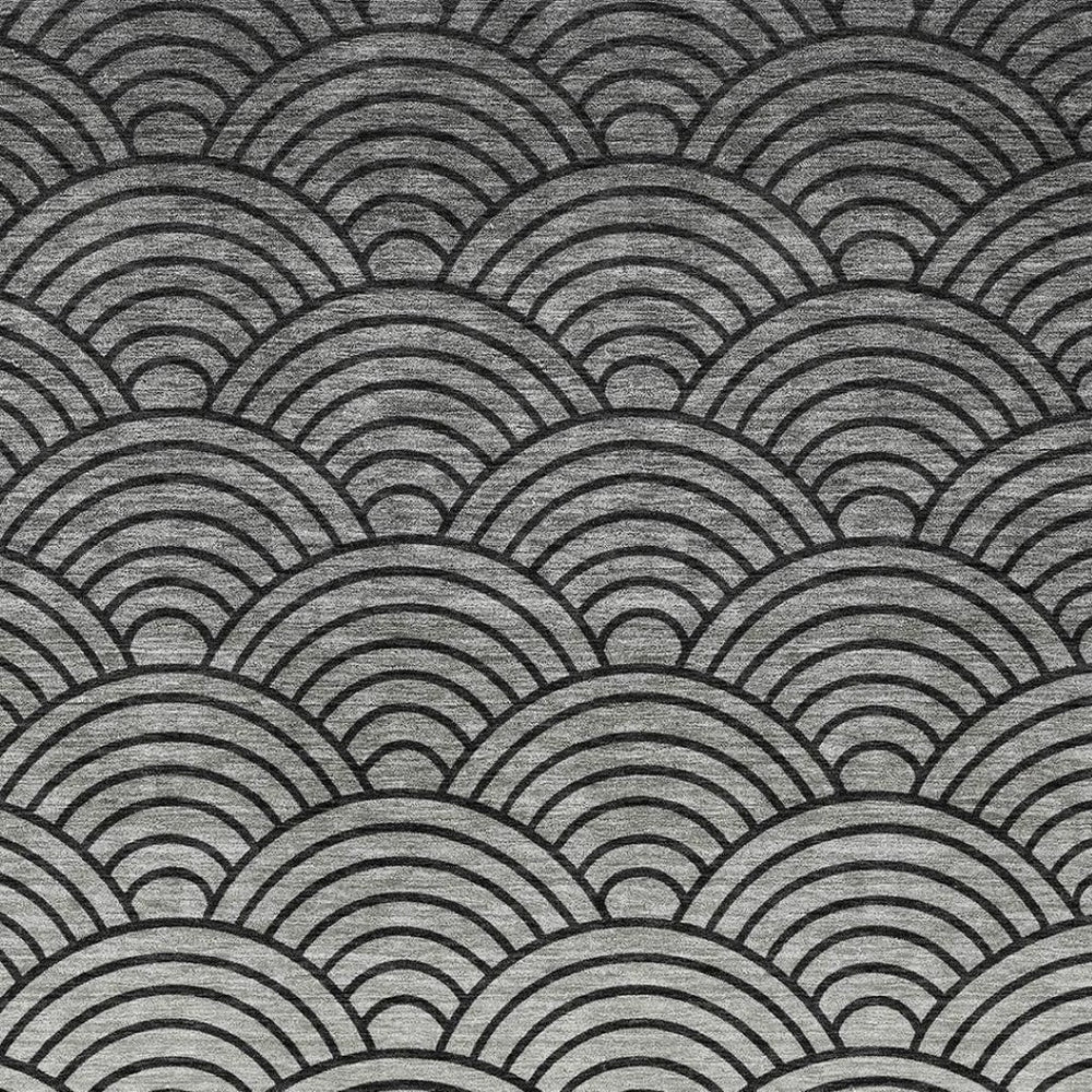HomeRoots 8' X 10' Modern Black Silver Gray Geometric Washable Rug for Indoor & Outdoor High-Traffic Areas 691043