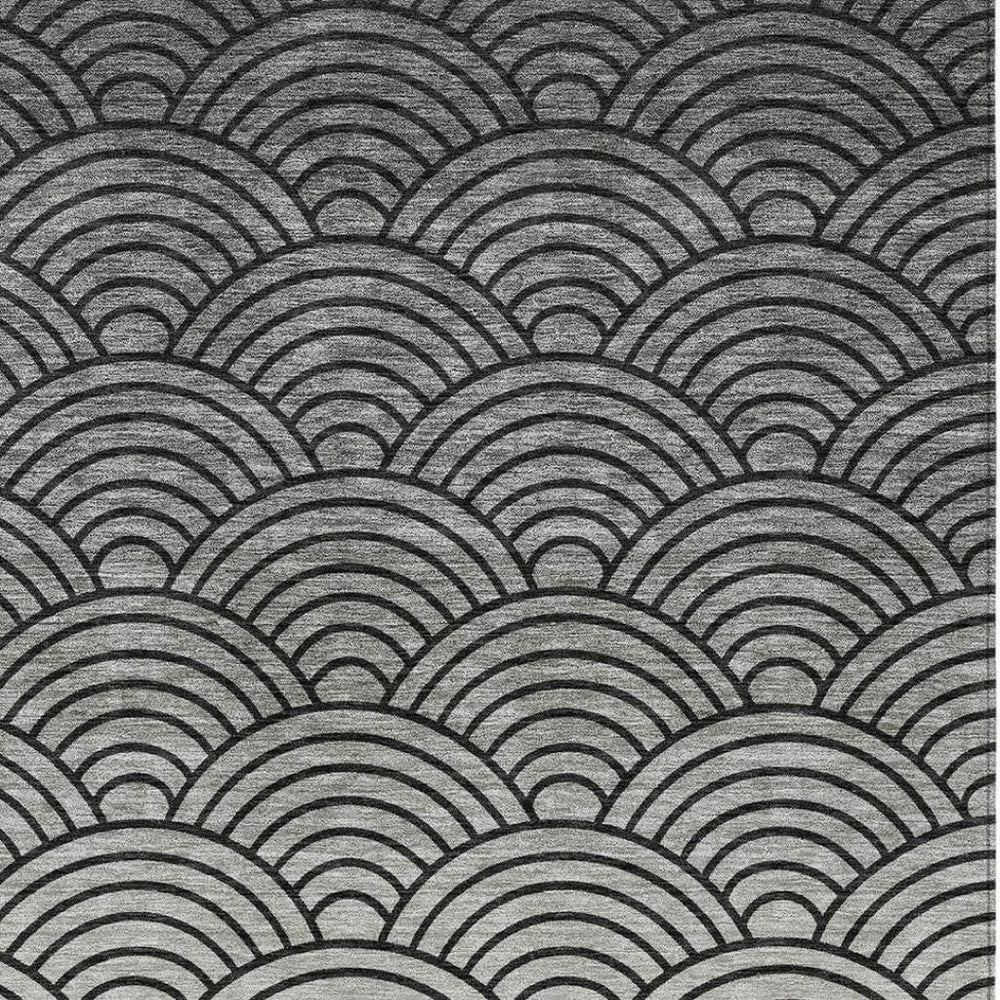 HomeRoots 9' X 12' Geometric Black Silver Gray Indoor Outdoor Washable Rug - Stylish, Durable, and Versatile! 691044
